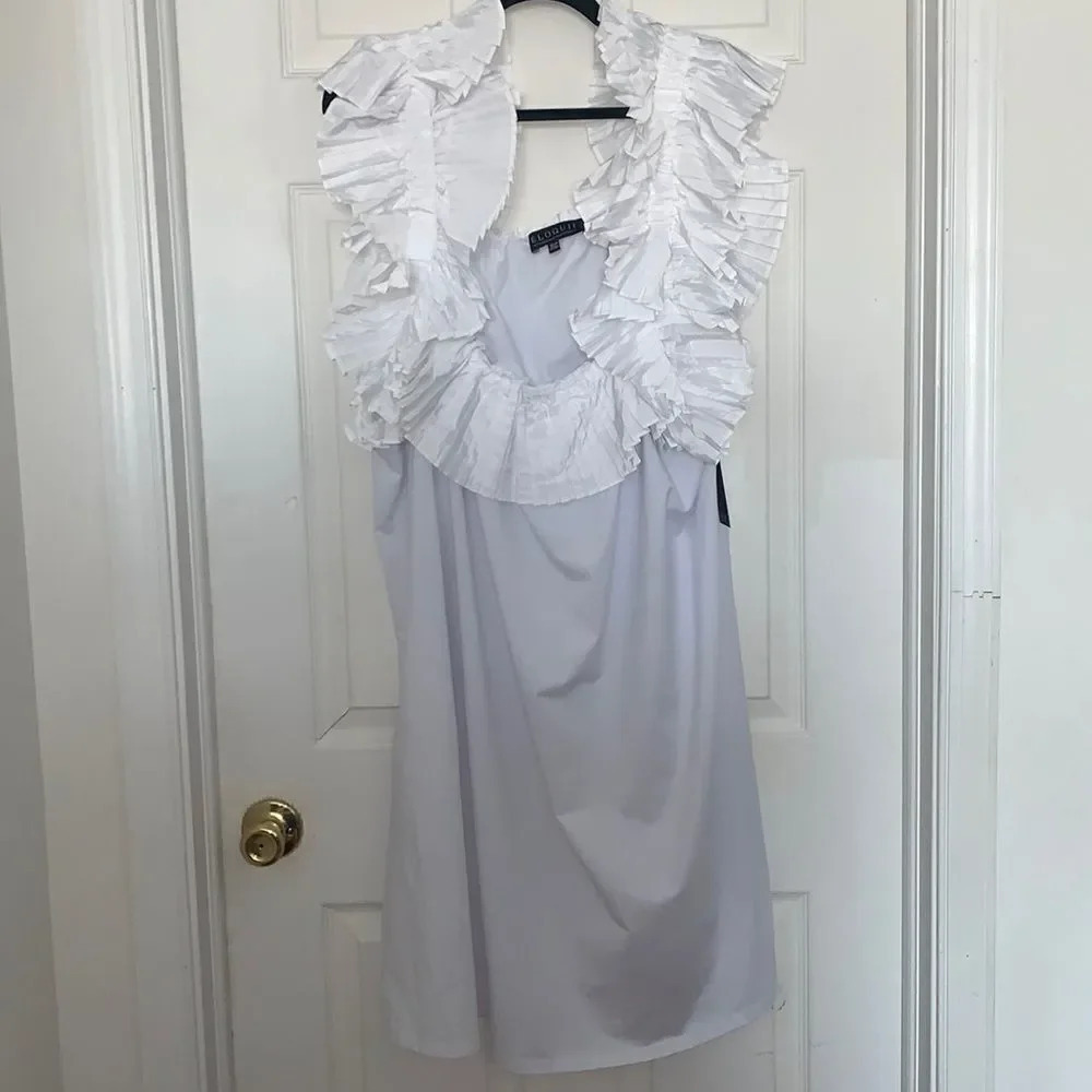 Eloquii White Ruffled Sleeve Dress
